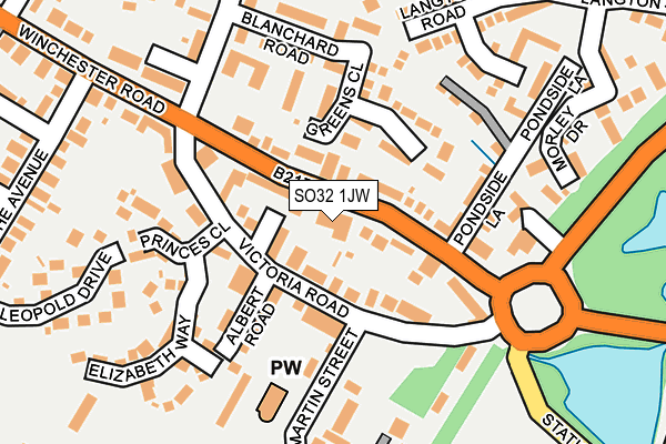 SO32 1JW map - OS OpenMap – Local (Ordnance Survey)