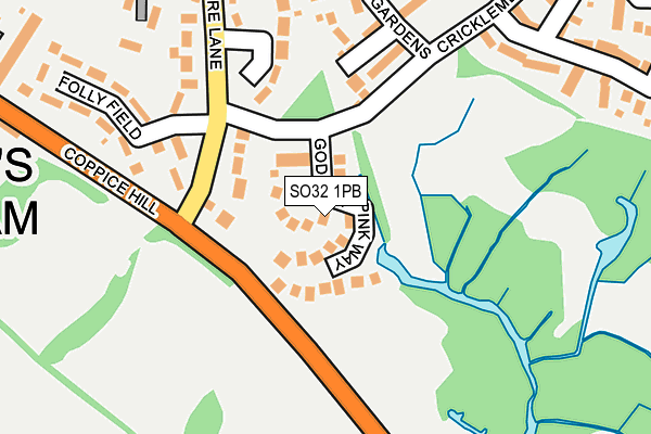 SO32 1PB map - OS OpenMap – Local (Ordnance Survey)