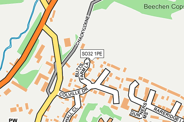 SO32 1PE map - OS OpenMap – Local (Ordnance Survey)