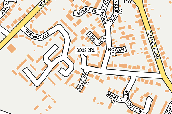 SO32 2RU map - OS OpenMap – Local (Ordnance Survey)