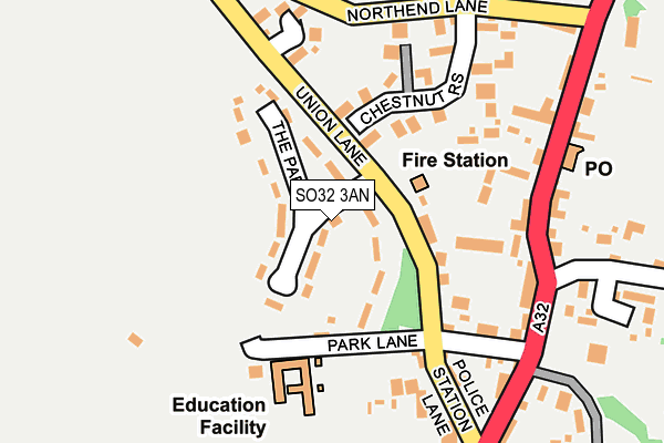 SO32 3AN map - OS OpenMap – Local (Ordnance Survey)