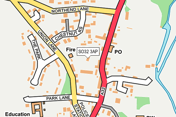 SO32 3AP map - OS OpenMap – Local (Ordnance Survey)