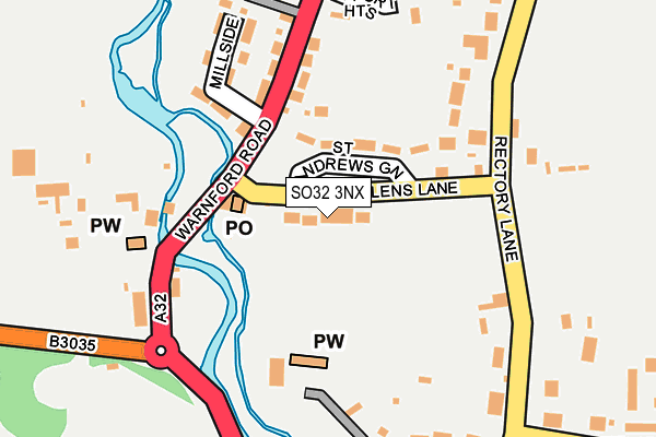 SO32 3NX map - OS OpenMap – Local (Ordnance Survey)