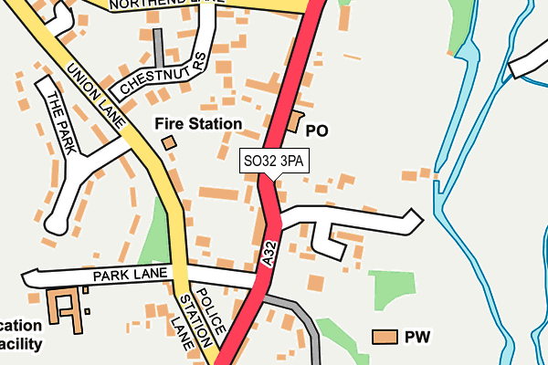 SO32 3PA map - OS OpenMap – Local (Ordnance Survey)