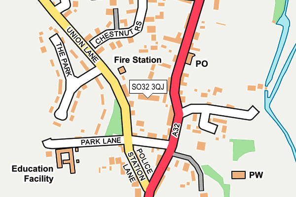 SO32 3QJ map - OS OpenMap – Local (Ordnance Survey)