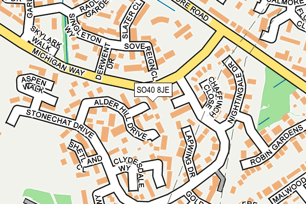 SO40 8JE map - OS OpenMap – Local (Ordnance Survey)