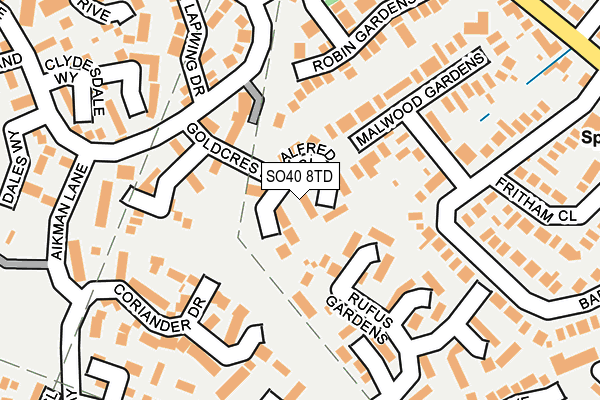 SO40 8TD map - OS OpenMap – Local (Ordnance Survey)
