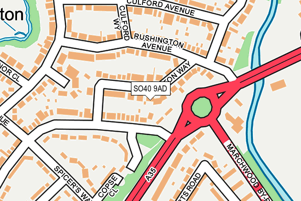 SO40 9AD map - OS OpenMap – Local (Ordnance Survey)