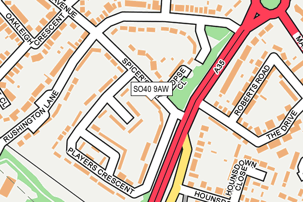 SO40 9AW map - OS OpenMap – Local (Ordnance Survey)