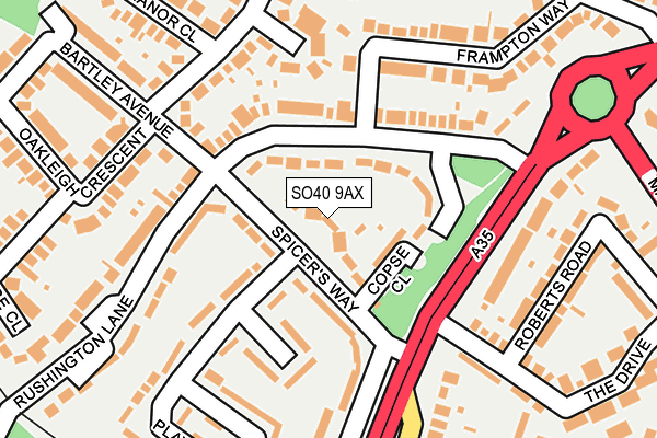 SO40 9AX map - OS OpenMap – Local (Ordnance Survey)