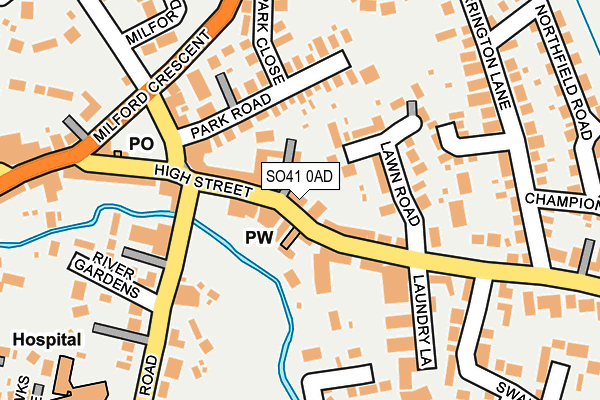 SO41 0AD map - OS OpenMap – Local (Ordnance Survey)