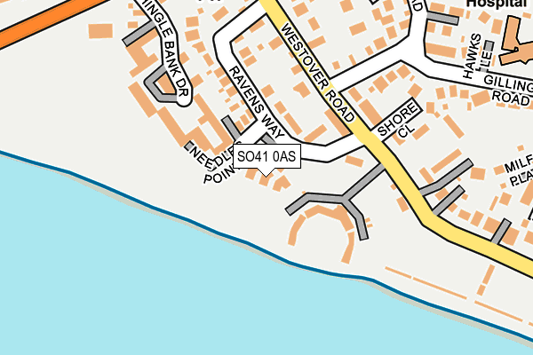 SO41 0AS map - OS OpenMap – Local (Ordnance Survey)