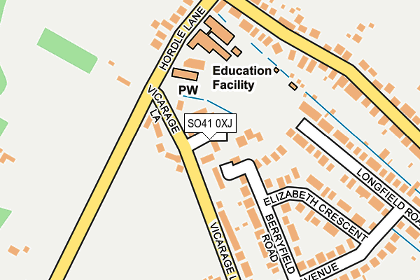 SO41 0XJ map - OS OpenMap – Local (Ordnance Survey)