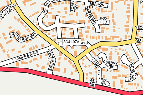 SO41 0ZA map - OS OpenMap – Local (Ordnance Survey)