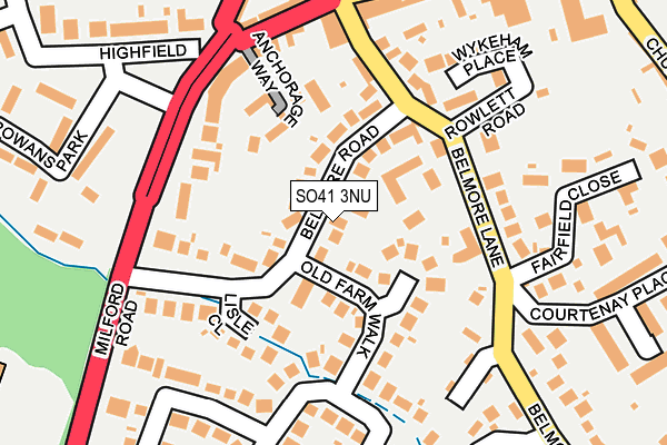 SO41 3NU map - OS OpenMap – Local (Ordnance Survey)