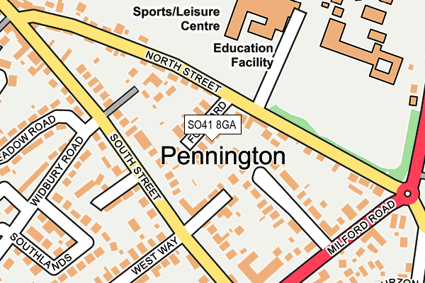 SO41 8GA map - OS OpenMap – Local (Ordnance Survey)