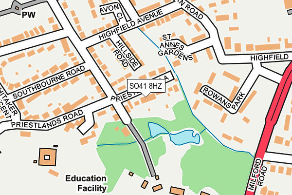 SO41 8HZ map - OS OpenMap – Local (Ordnance Survey)