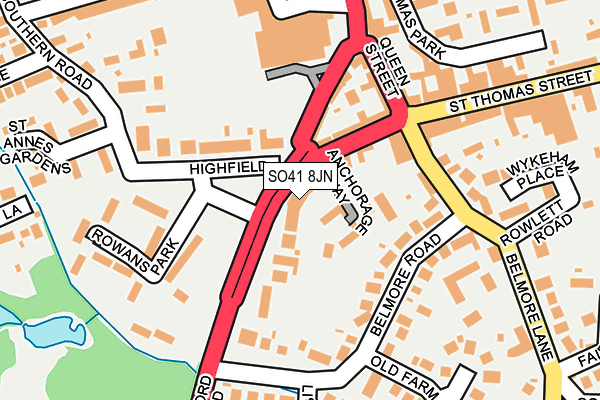 SO41 8JN map - OS OpenMap – Local (Ordnance Survey)