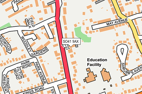 SO41 9AX map - OS OpenMap – Local (Ordnance Survey)