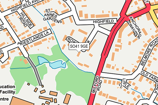 SO41 9GE map - OS OpenMap – Local (Ordnance Survey)
