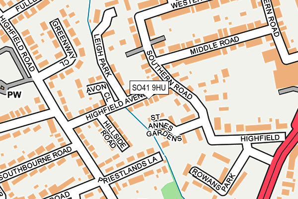 SO41 9HU map - OS OpenMap – Local (Ordnance Survey)