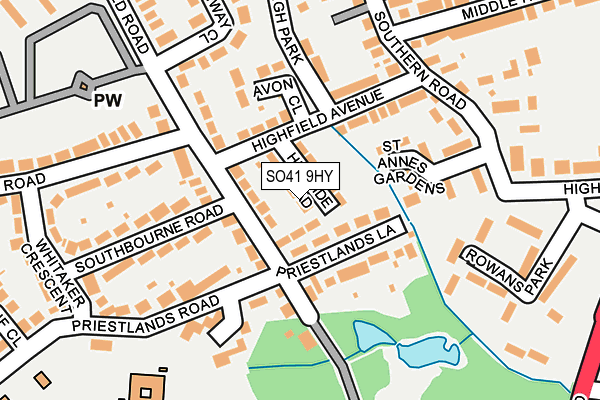 SO41 9HY map - OS OpenMap – Local (Ordnance Survey)