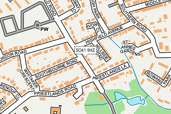 SO41 9HZ map - OS OpenMap – Local (Ordnance Survey)