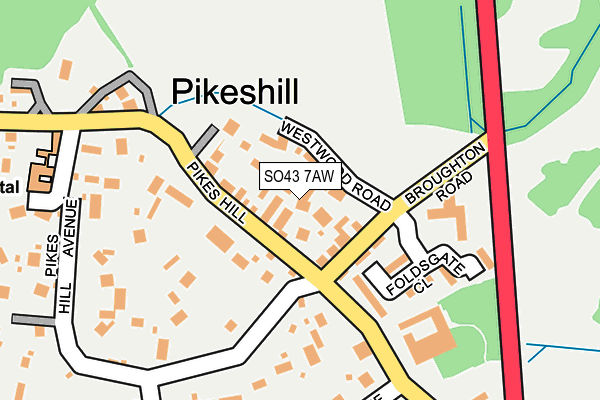 SO43 7AW map - OS OpenMap – Local (Ordnance Survey)