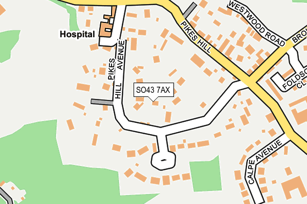 SO43 7AX map - OS OpenMap – Local (Ordnance Survey)