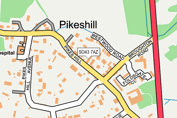 SO43 7AZ map - OS OpenMap – Local (Ordnance Survey)