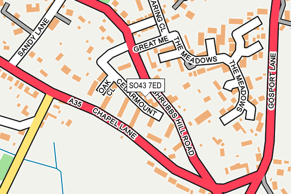 SO43 7ED map - OS OpenMap – Local (Ordnance Survey)