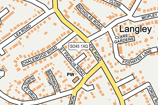 SO45 1XQ map - OS OpenMap – Local (Ordnance Survey)