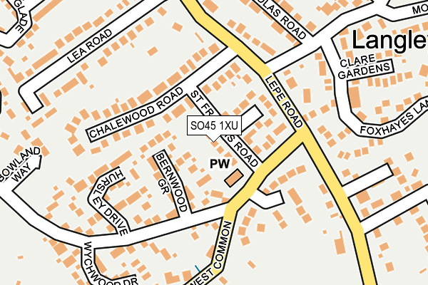 SO45 1XU map - OS OpenMap – Local (Ordnance Survey)
