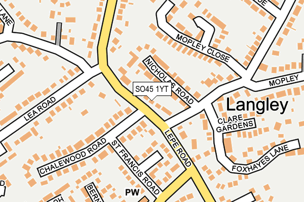 SO45 1YT map - OS OpenMap – Local (Ordnance Survey)