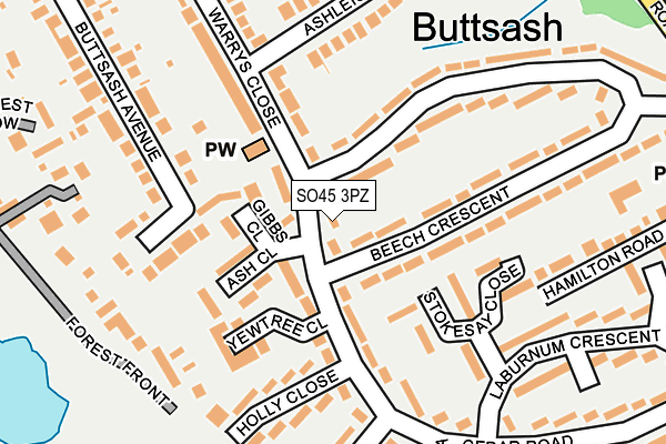 SO45 3PZ map - OS OpenMap – Local (Ordnance Survey)