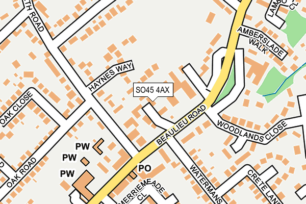 SO45 4AX map - OS OpenMap – Local (Ordnance Survey)