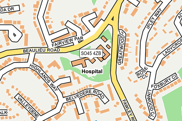 SO45 4ZB map - OS OpenMap – Local (Ordnance Survey)