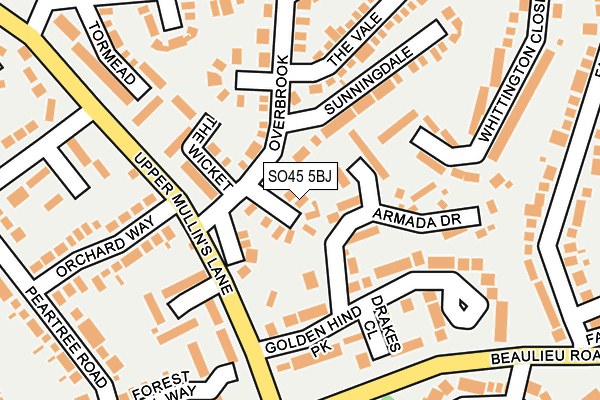 SO45 5BJ map - OS OpenMap – Local (Ordnance Survey)