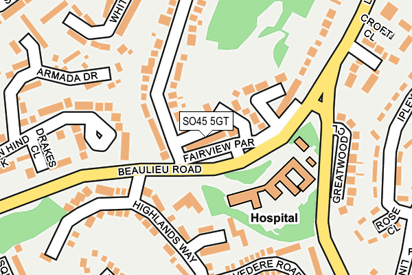 SO45 5GT map - OS OpenMap – Local (Ordnance Survey)