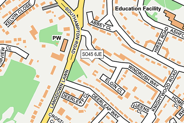 SO45 6JE map - OS OpenMap – Local (Ordnance Survey)