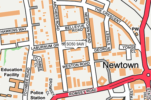 SO50 9AW map - OS OpenMap – Local (Ordnance Survey)