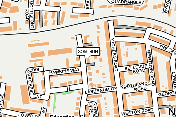 SO50 9DN map - OS OpenMap – Local (Ordnance Survey)