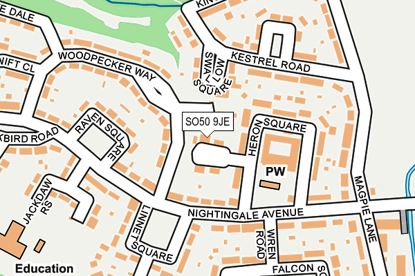 SO50 9JE map - OS OpenMap – Local (Ordnance Survey)