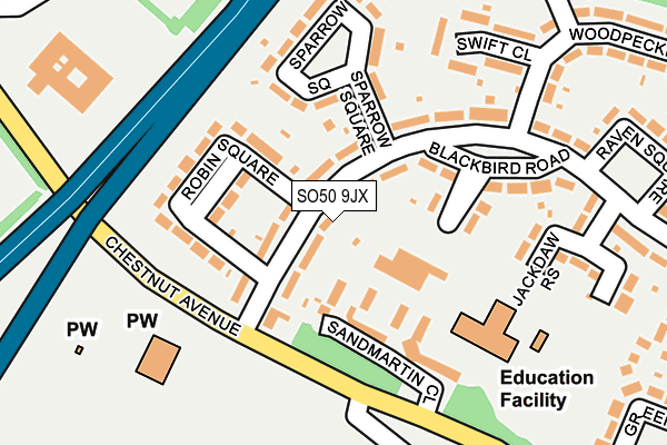 SO50 9JX map - OS OpenMap – Local (Ordnance Survey)