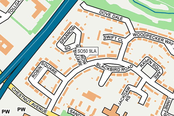 SO50 9LA map - OS OpenMap – Local (Ordnance Survey)