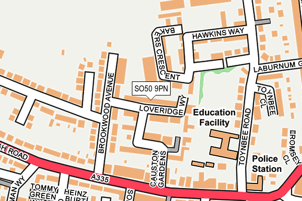 SO50 9PN map - OS OpenMap – Local (Ordnance Survey)