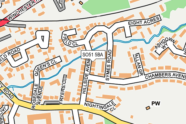 SO51 5BA map - OS OpenMap – Local (Ordnance Survey)