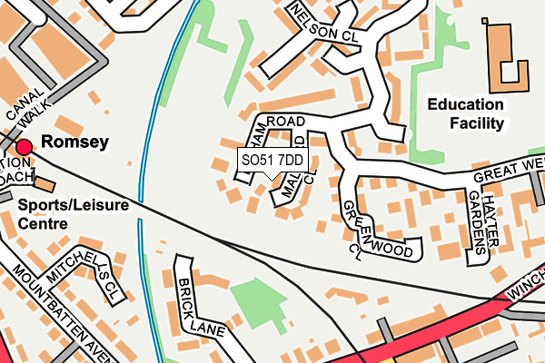 SO51 7DD map - OS OpenMap – Local (Ordnance Survey)