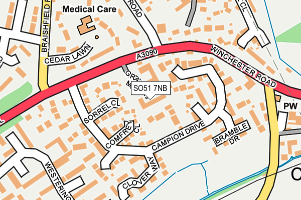 SO51 7NB map - OS OpenMap – Local (Ordnance Survey)