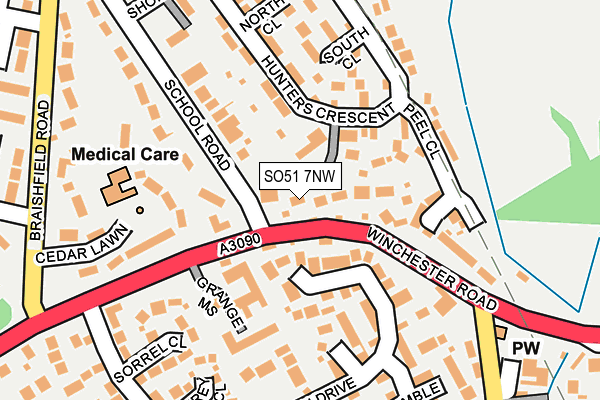 SO51 7NW map - OS OpenMap – Local (Ordnance Survey)